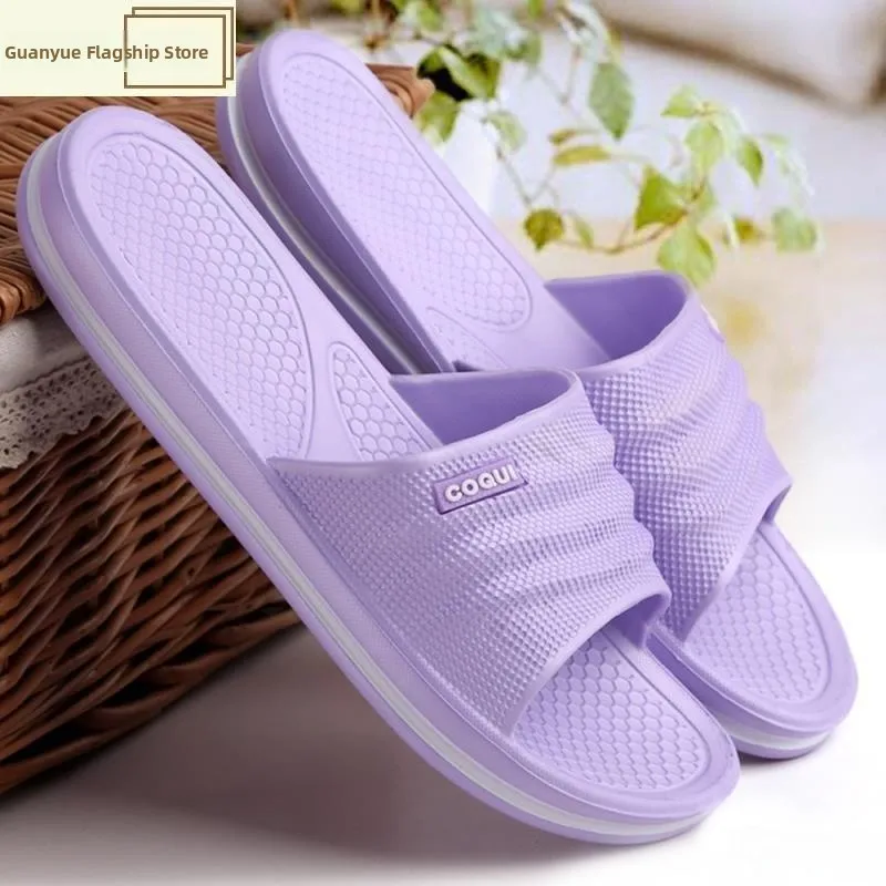Ultra Soft Bathroom Slippers Simple Design Summer Anti-Slip Men Women Couples Lightweight Candy Color Home Comfortable Shoes