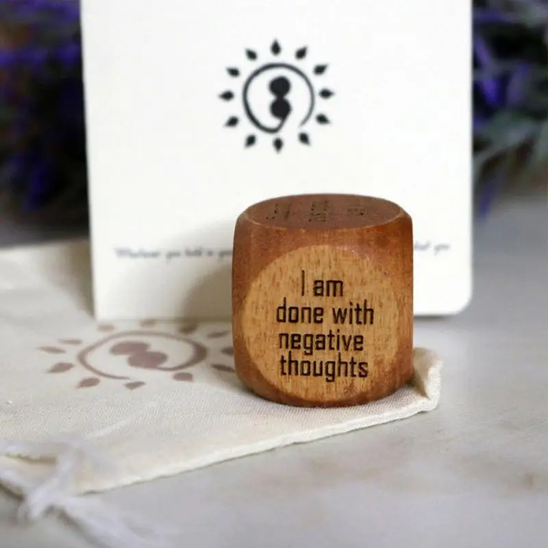 Wood Positive Affirmation Dice Portable Entertainment Dice Wooden Motivational Dice For Men Women Family Party Game Dice