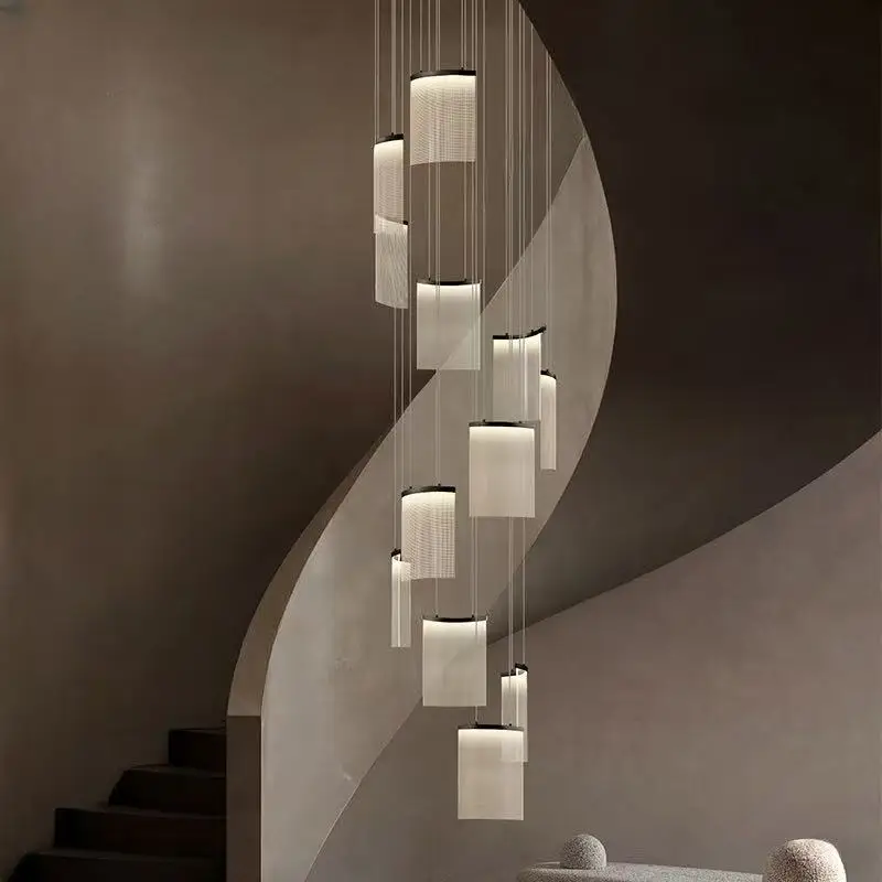 Modern Home Decor LED Lights Pendant Light Lamps for Staircase Chandeliers for Living Room Hanging Light Indoor Lighting