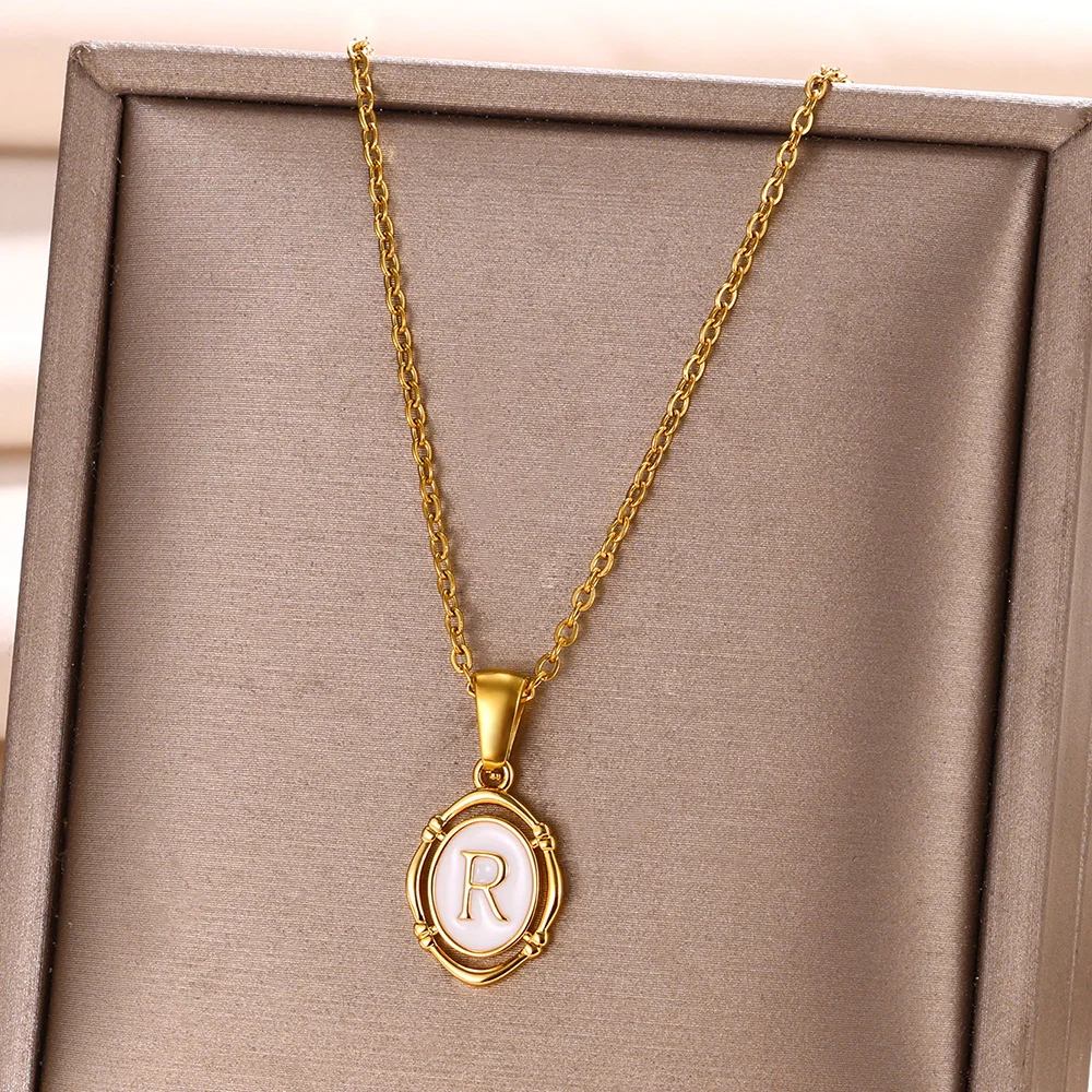 Initial Letter Pendant Necklace For Women Stainless Steel Chain A-Z Alphabet Necklaces Fashion Aesthetic Jewelry Birthday Gift