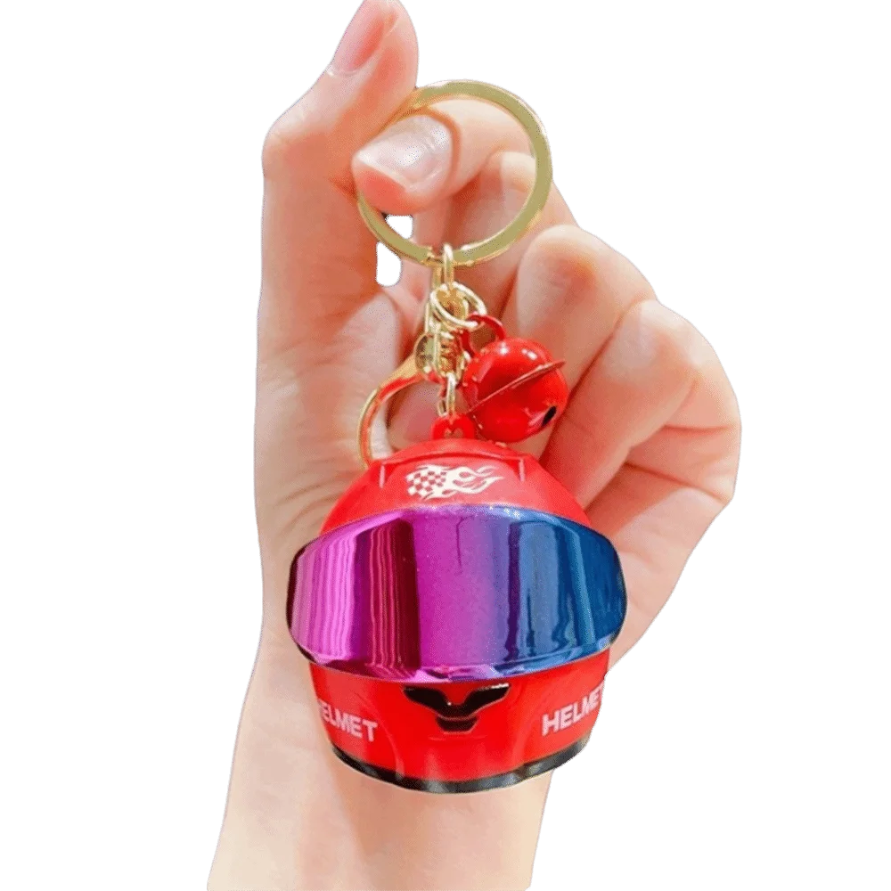 Creative Luminous Motorcycle Helmet Keychain Color Gradient Matte Key Ring Realistic Lightweight Bag Charm Biker Lovers