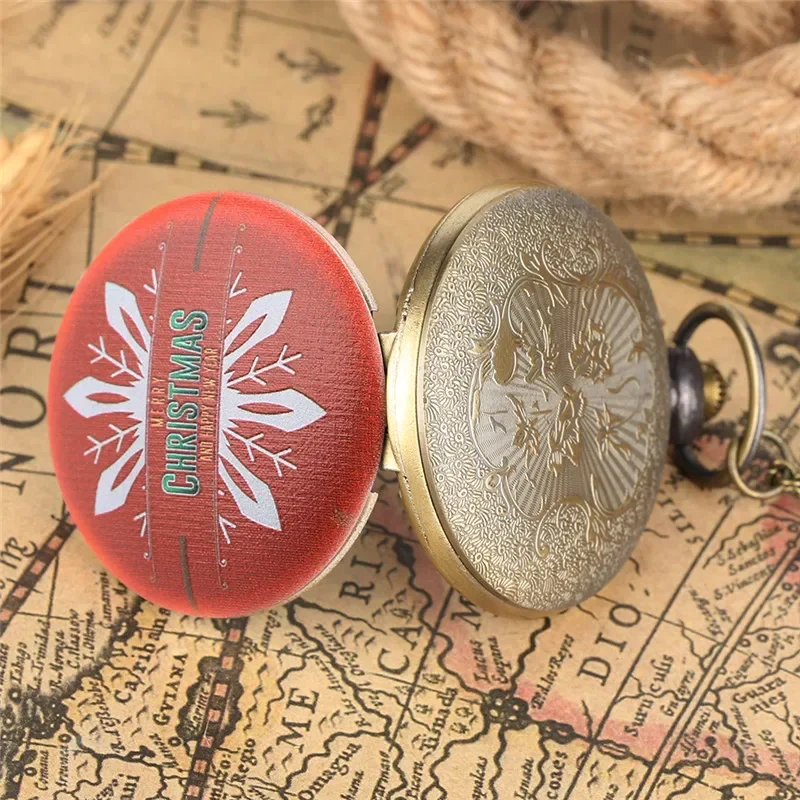 Винтажные кварцевые карманные часы с Рождеством и Новым годом в стиле ретро для мужчин и женщин, ожерелье-цепочка, рождественский подарок другую семьи