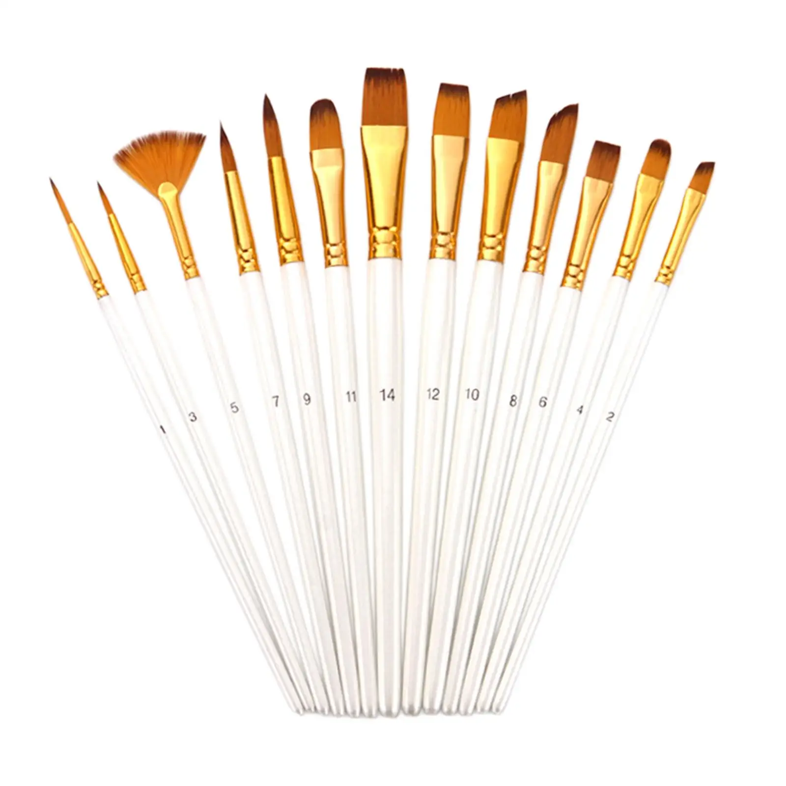 13 Pack Professional Artists Paint Brushes Wood Handle Acrylic Detail Painting