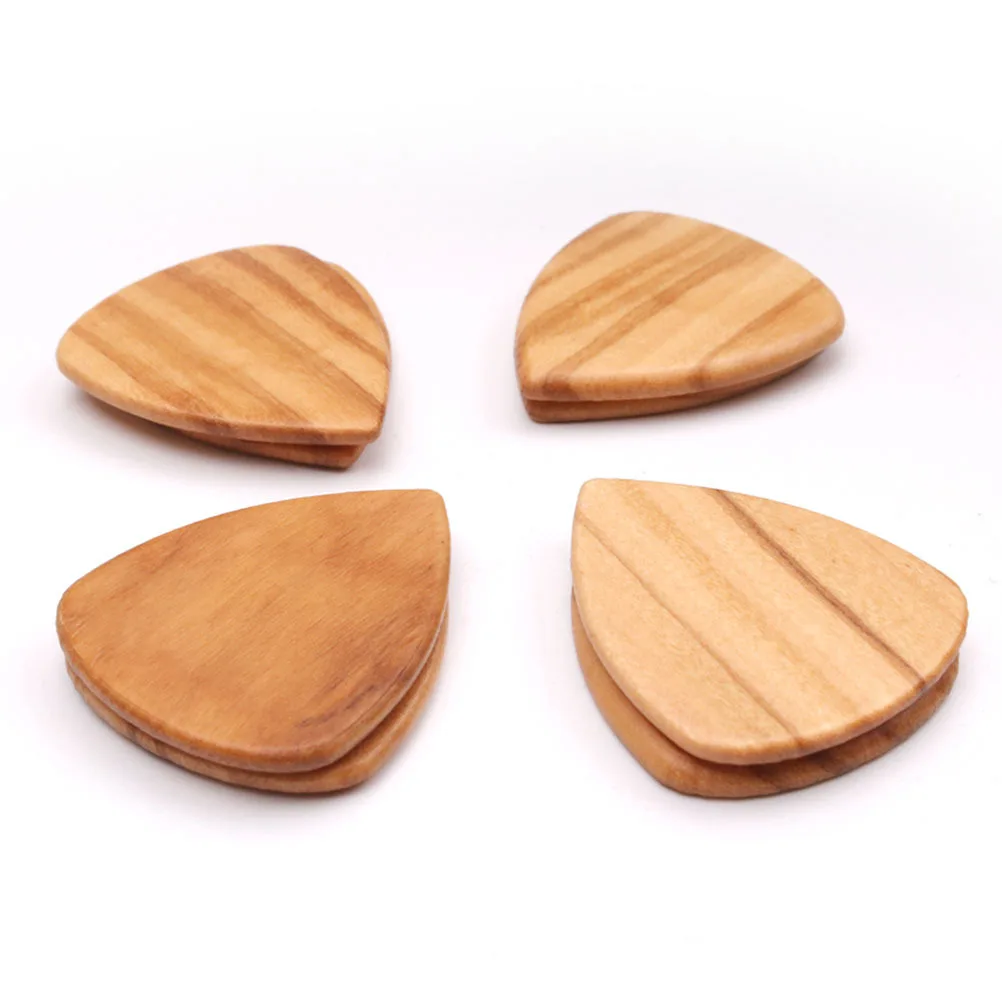 

4Pcs Exquisite Olive Wood Guitar Plectrums Durable Wear-Resistant Practical Gift for Musicians Guitar Pick Wooden Plectrum