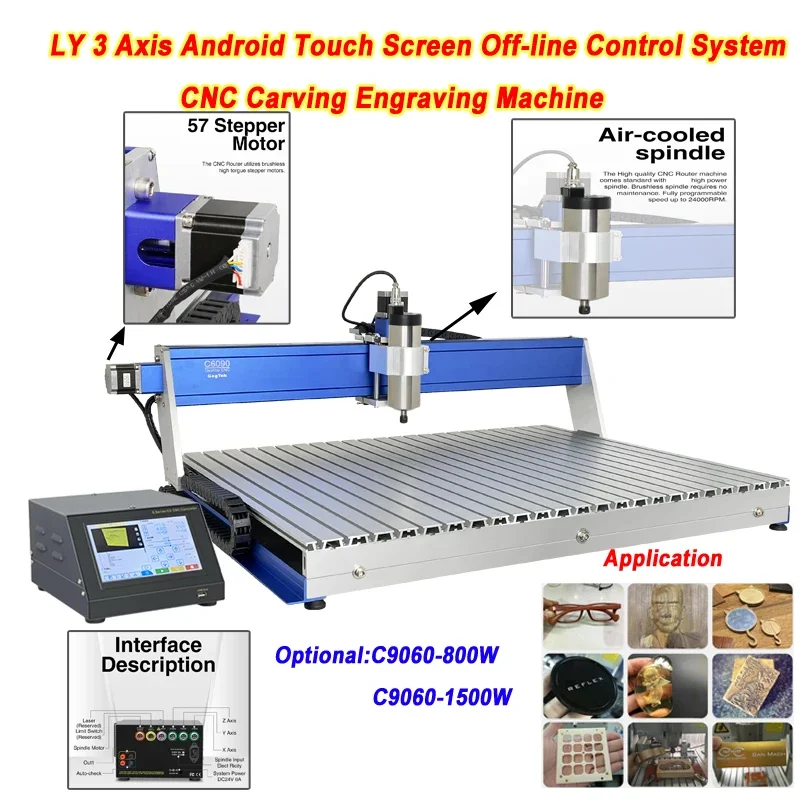 6090 3 Axis CNC Router Engraving Cuttting Machine Android Touch Screen Off-line Control Support Wifi 800/1500W Optional Engraver