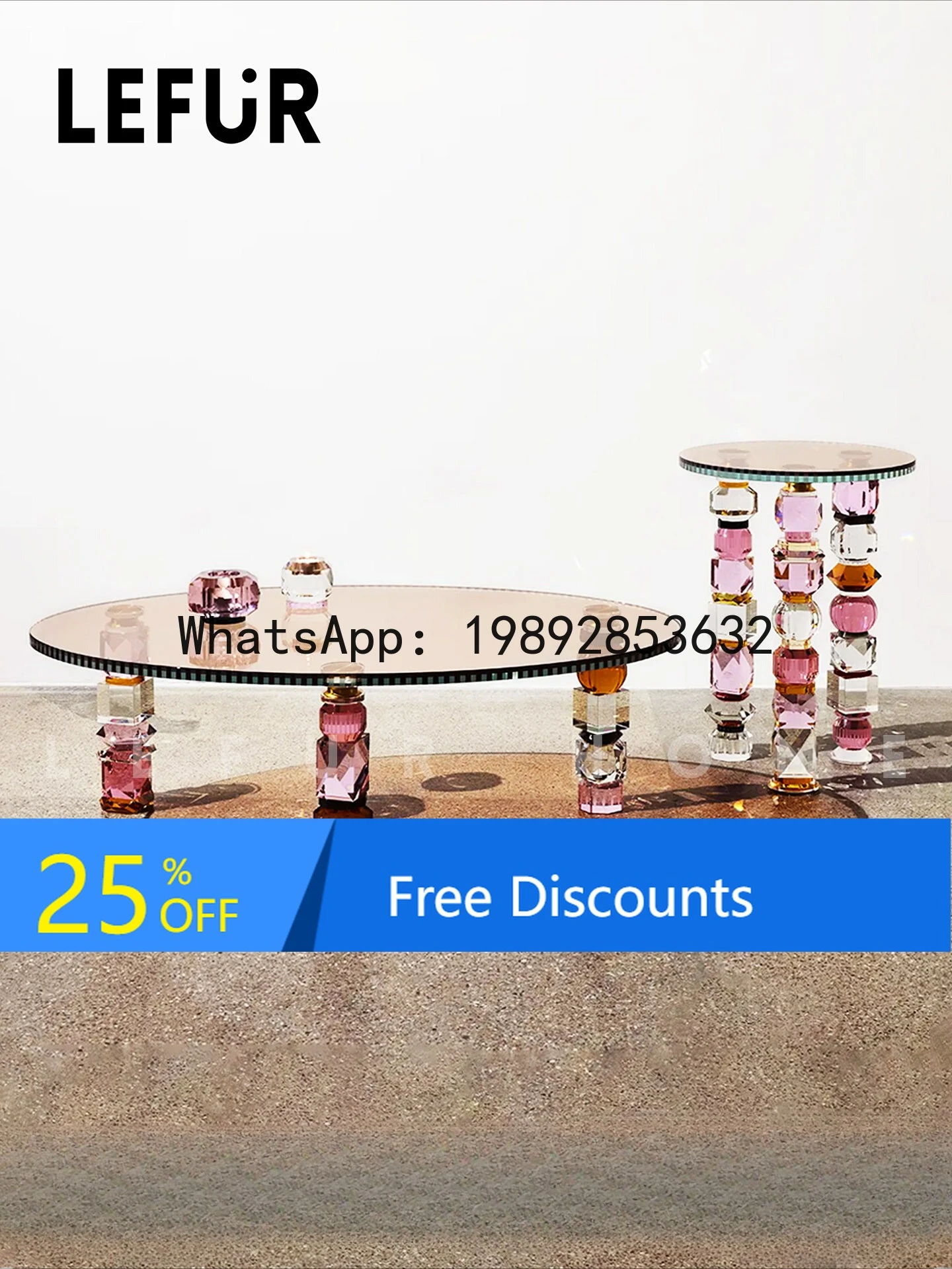 Glass Coffee Table Light Luxury High-end Color Crystal Sofa Side Table Living Room Home Coffee Table