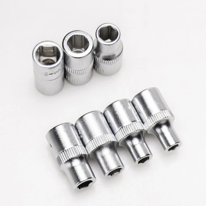 2pcs  Quick Ratchet Sleeve Head, Hexagonal 4-13 Auto Repair Short Casing Xiaofei 1/4 6.3mm Wrench