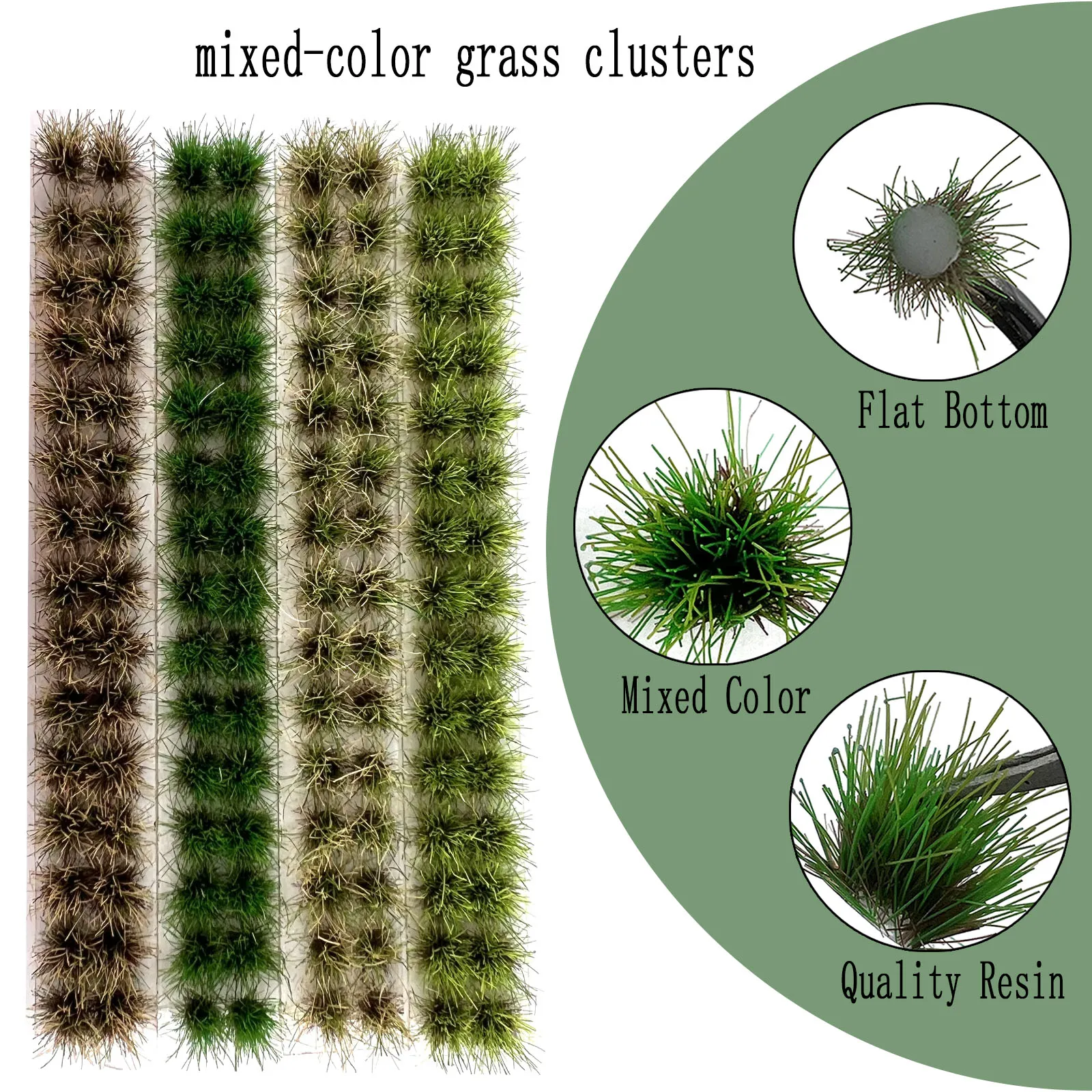 

120 Pcs 8mm Static Grass Model Cluster Combination Set - Mixed Color Jungle Green for Model Train Diorama Scene