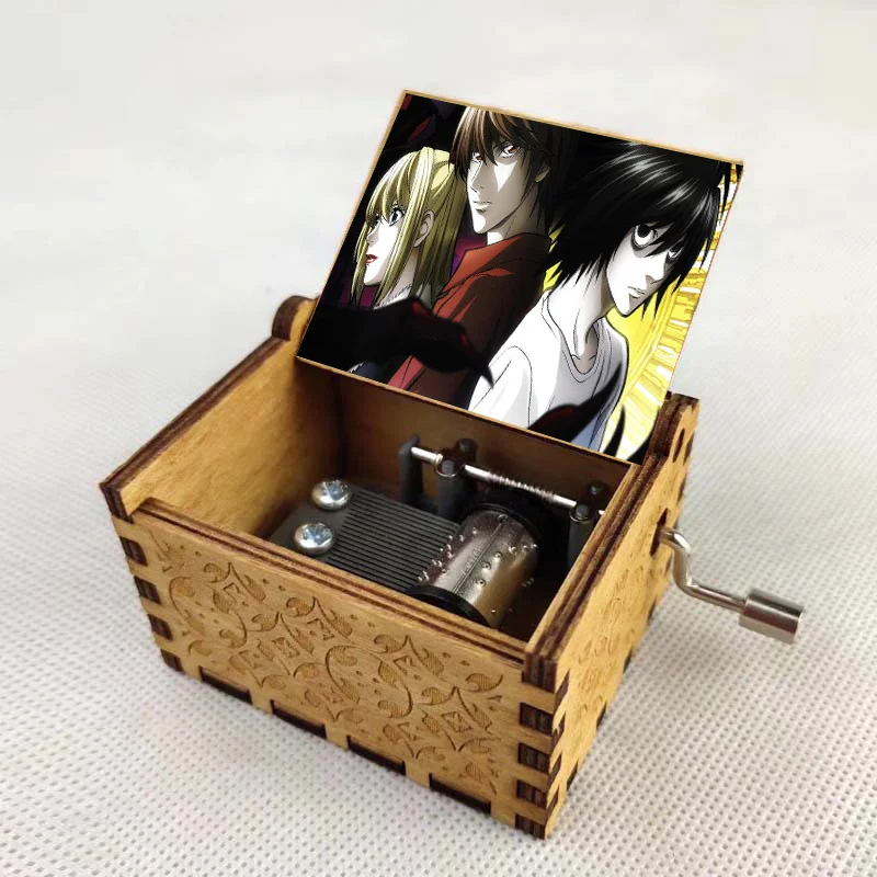 anime Death Note Cartoon Music Box Carved Wood Hand Crank Music Box Home decorations Merry Christmas Kids Birthday Gift