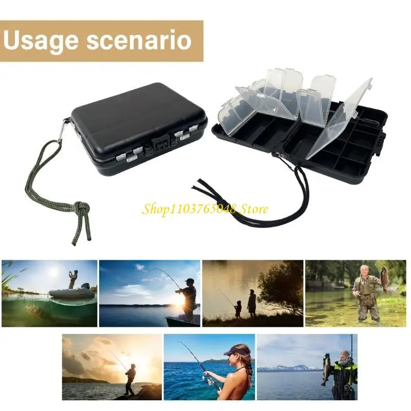 R53E 2Pcs Fishing Lures Hooks Storage Container Double Side Fishing Accessory Case