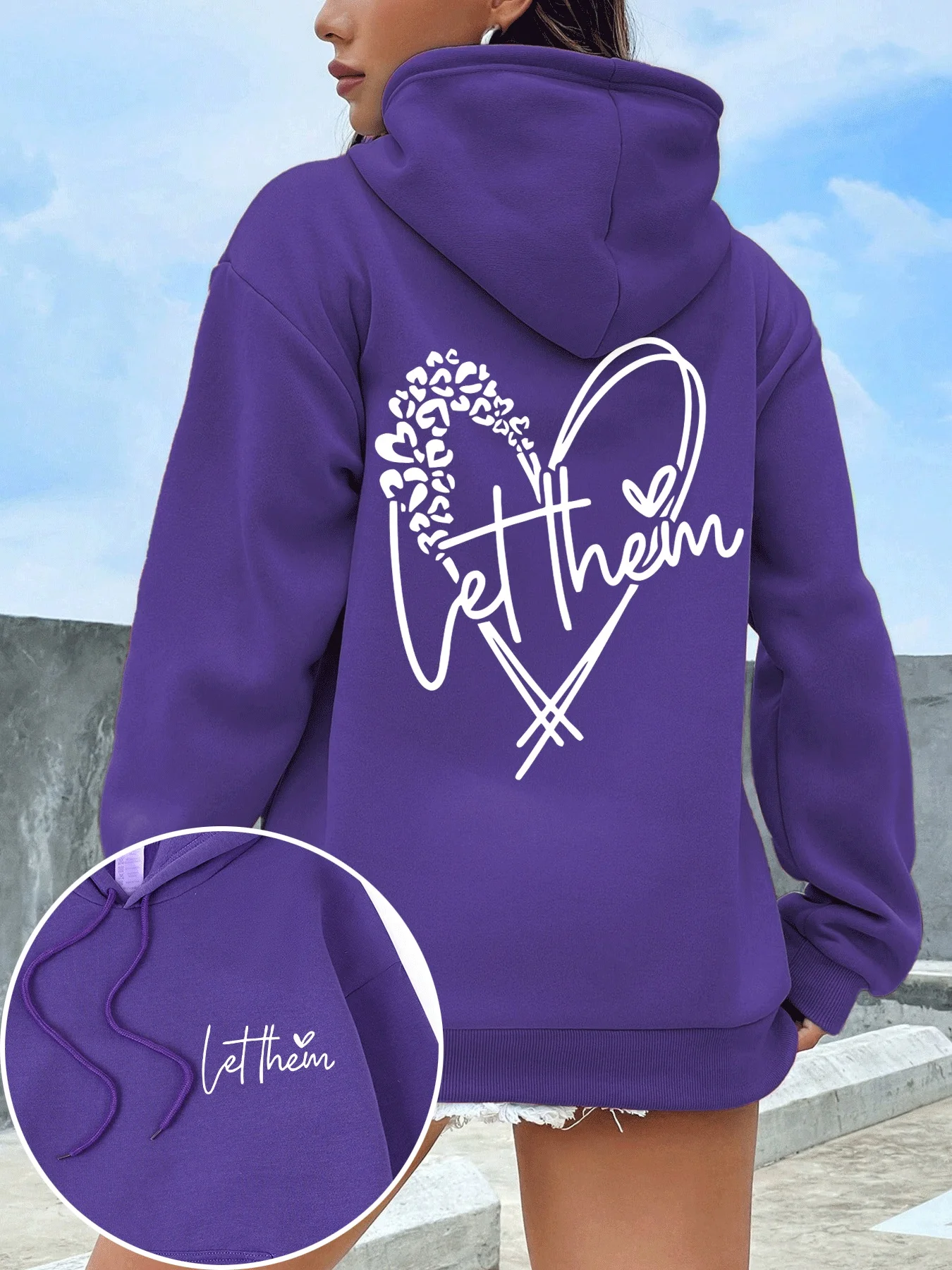 

Женская толстовка с креативным буквенным узором Let Them Love, осенние разноцветные толстовки, повседневная универсальная уличная флисовая толстовка с карманами