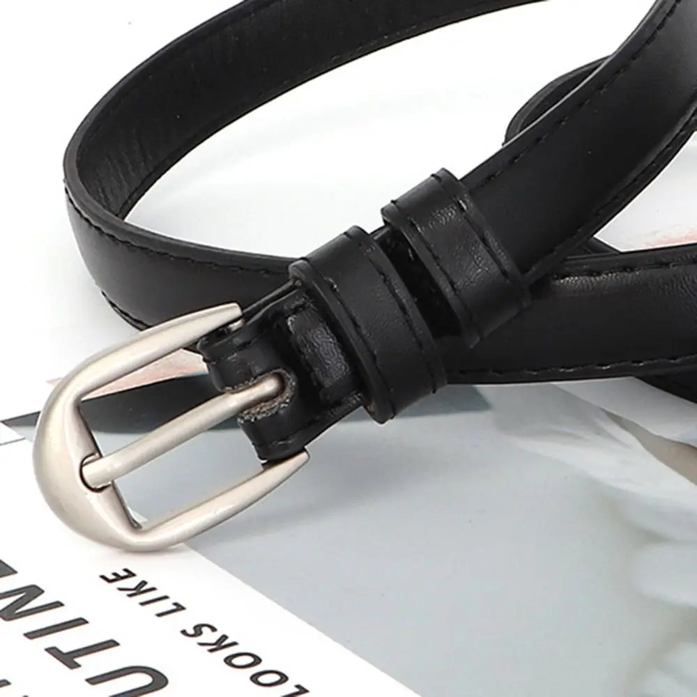 موضة الفضة دبوس مشبك المرأة حزام جلد عادية ريترو حزام فاخر تصميم البساطة الأعمال حزام خصر للنساء فتاة