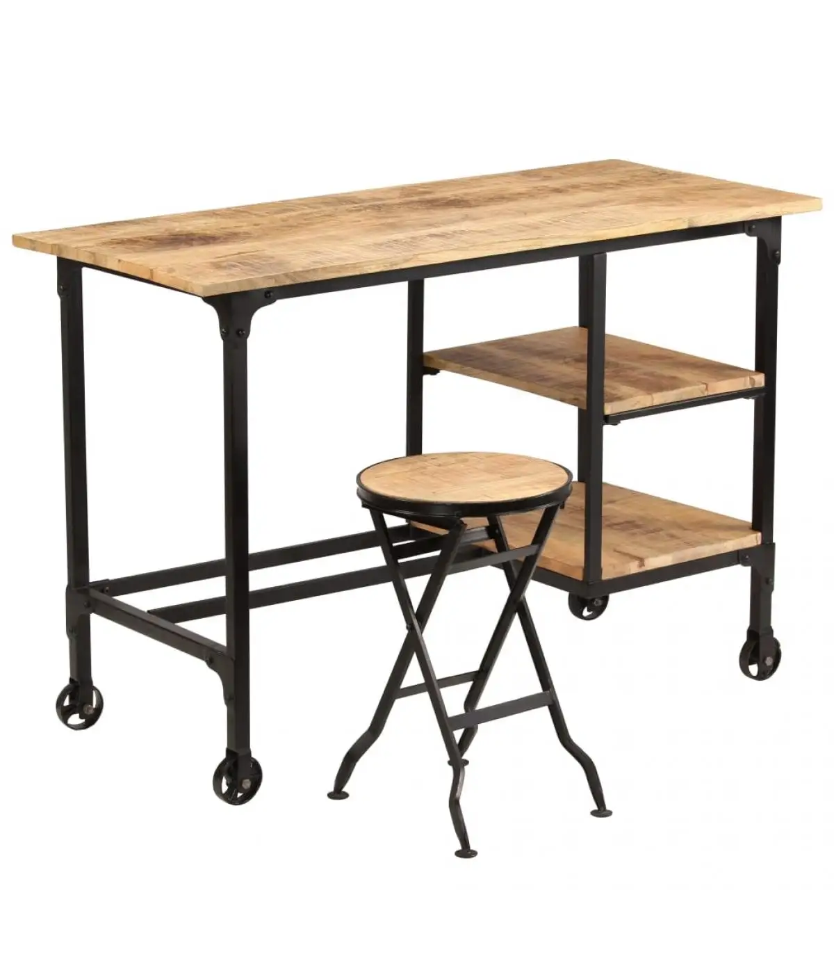 Desks desk and folding stool solid wood handle 115x50x76