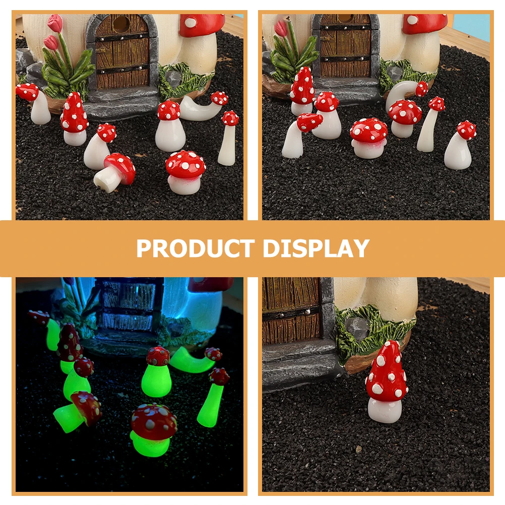 

16 Pcs Decor Mushroom Decoration Figurines Small Mini Miniature Resin Mushrooms