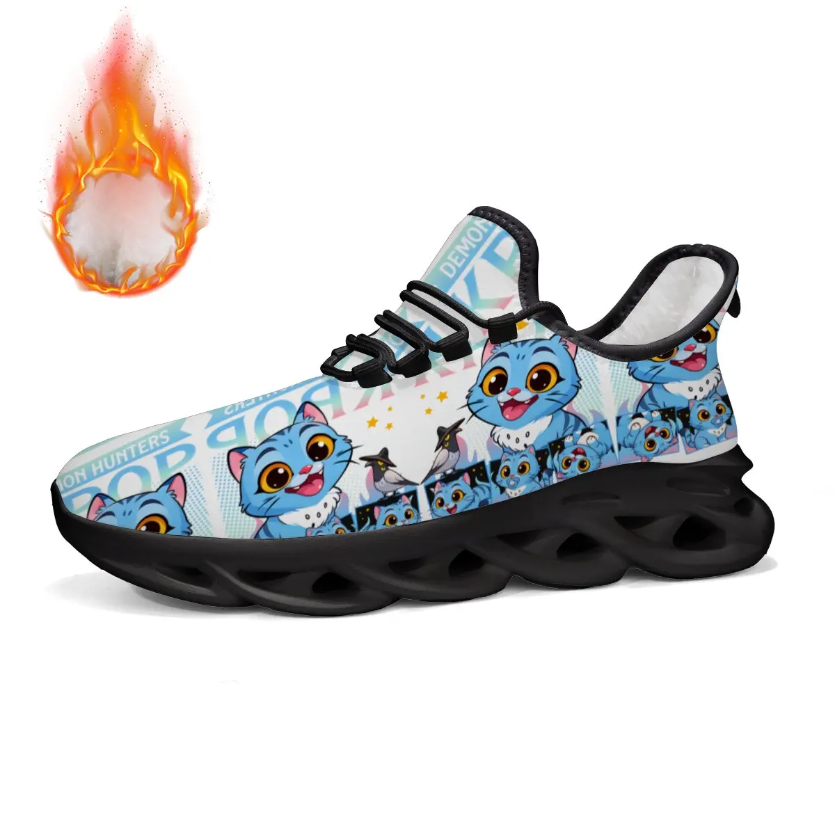 

Cartoon Christmas Witch Hunt Team Animation KPOP Fashion Custom Printed Tie Couple Style Large-sized Flying Woven Casual Shoes