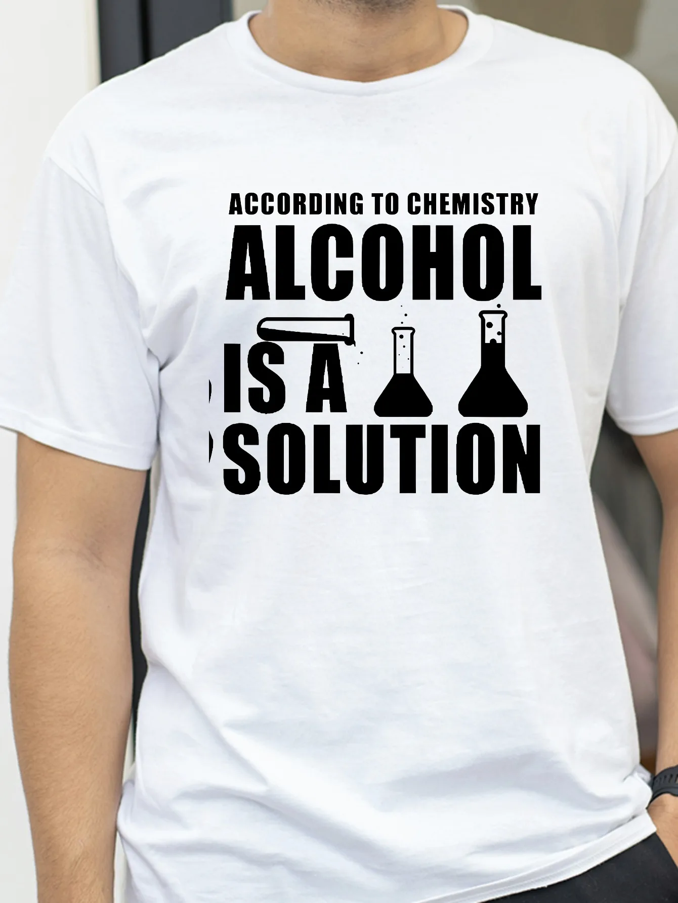 Chemistry Nerd Science Alcohol Solution T-Shirt Tops Tees for Men Casual T Shirts Fashion Summer Tshirts Top Teacher Gifts
