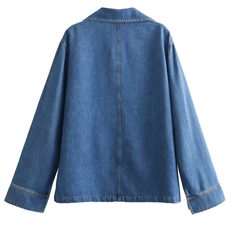 HXAO 2024 Woman Fashion Loose Denim Blouses Women Pulovers Shirts & Blouses Women Large Size Long Sleeve Top Autumn New Products