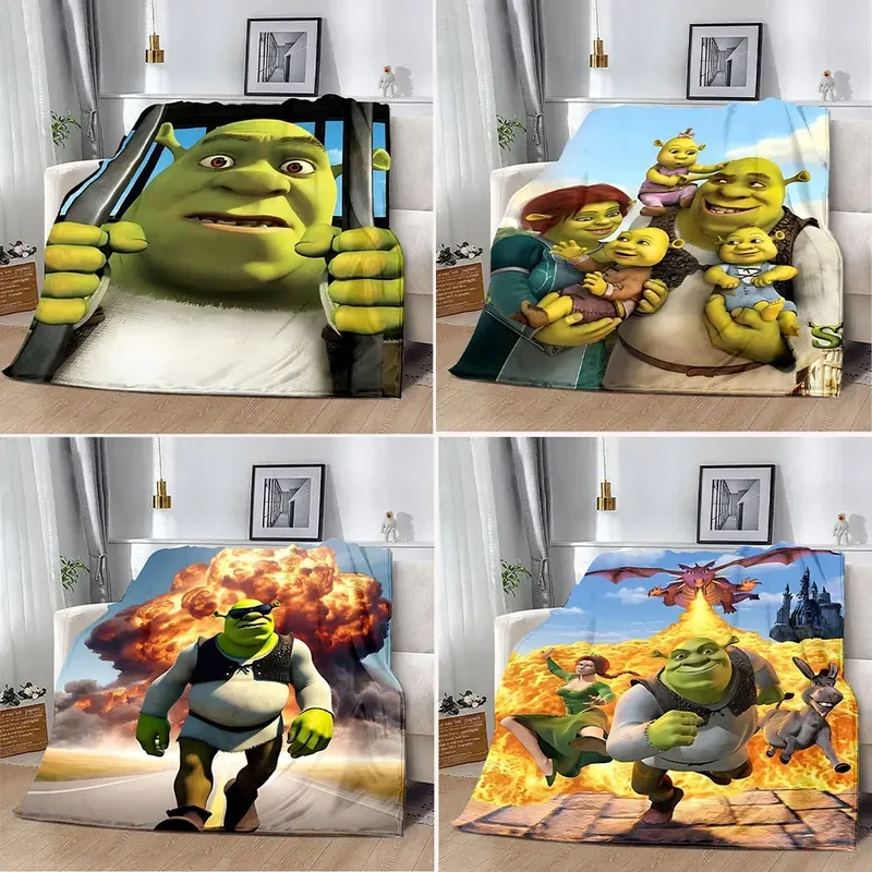 Cartoon Funny S-Shreks Printed Blanket Picnic Blankets Warm Blanket Soft and Comfortable Blanket Home Travel Birthday Gift@0￥