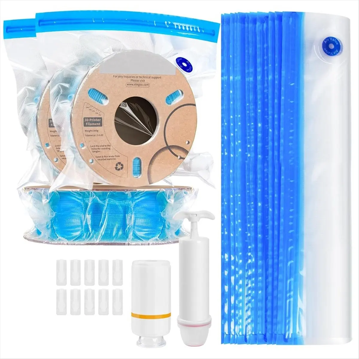 L70A 50PCS Filament Storage Bags Kit with Electric Pump and Hand Pump, 3D Printer Filament Storage Bags Vacuum Sealed Kit