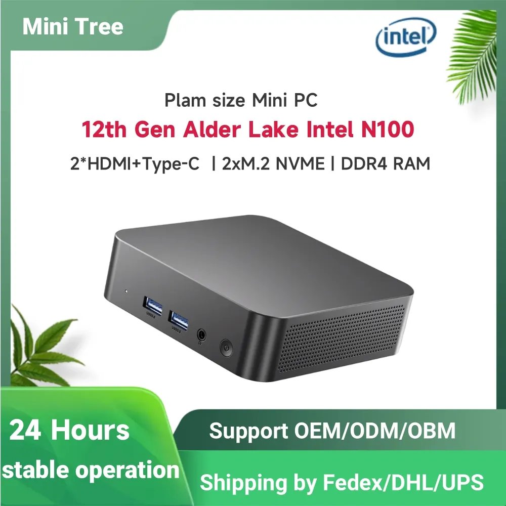 12Th Gen Mini PC N100 N95 4Cores 8GB DDR4 128G SSD Office Mini Computer Triple 4K display Windows11 Home Destktop Computer 4xUSB