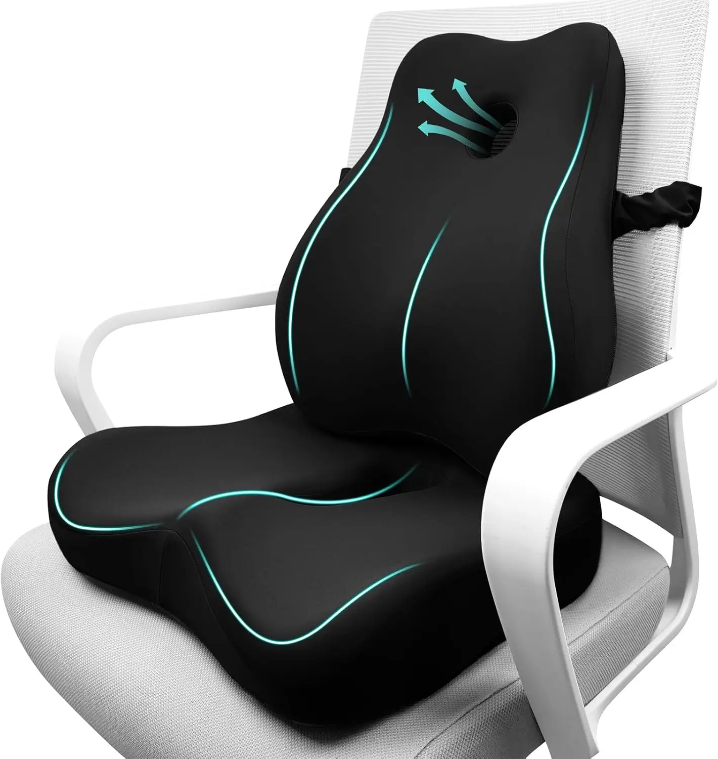 

Эргономичная подушка для сиденья и поясничная подушка-валик для офисного кресла, автомобильного сиденья, облегчения боли при ишиасе, из пены с эффектом памяти (черный)