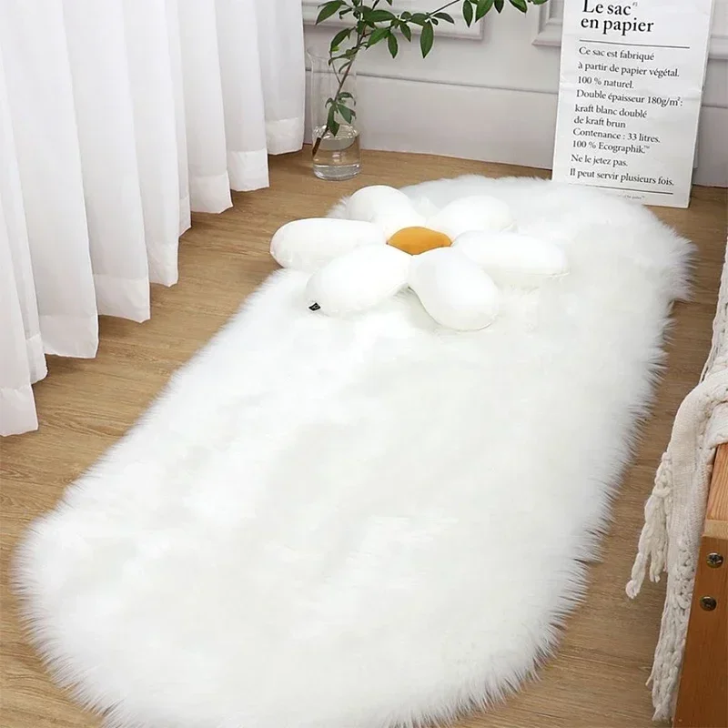 Super weiche Plüsch ovale Teppich matte flauschige weiße Teppiche für Wohnzimmer Wohnkultur Schlafzimmer Kinderzimmer Dekoration Salon dicken Flor Teppich