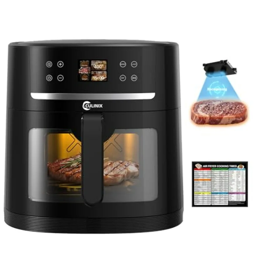 

Аэрофритюрница 8,5 л с интеллектуальным распознаванием AI, прозрачным окном, сенсорным управлением, 12 функциями AI, напоминанием о встряхивании, антипригарным покрытием