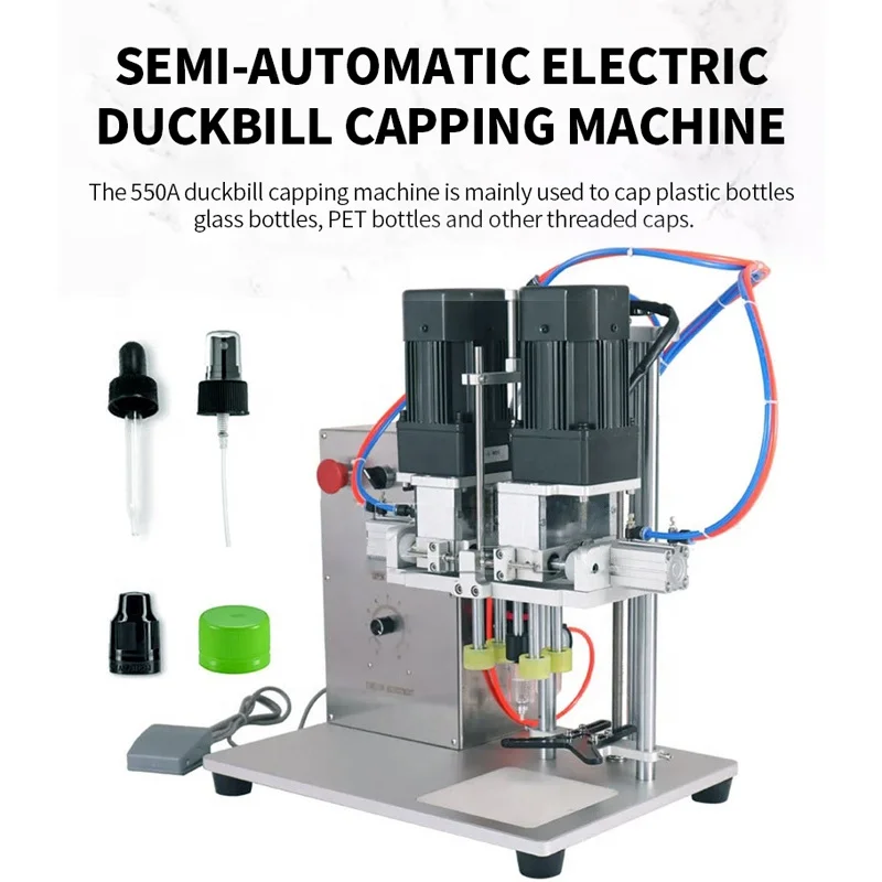DHZ-550A  Semi-Automatic Manual Plastic Bottle Hand Sanitizer Desktop Duckbill Screw Pneumatic Capping Machine