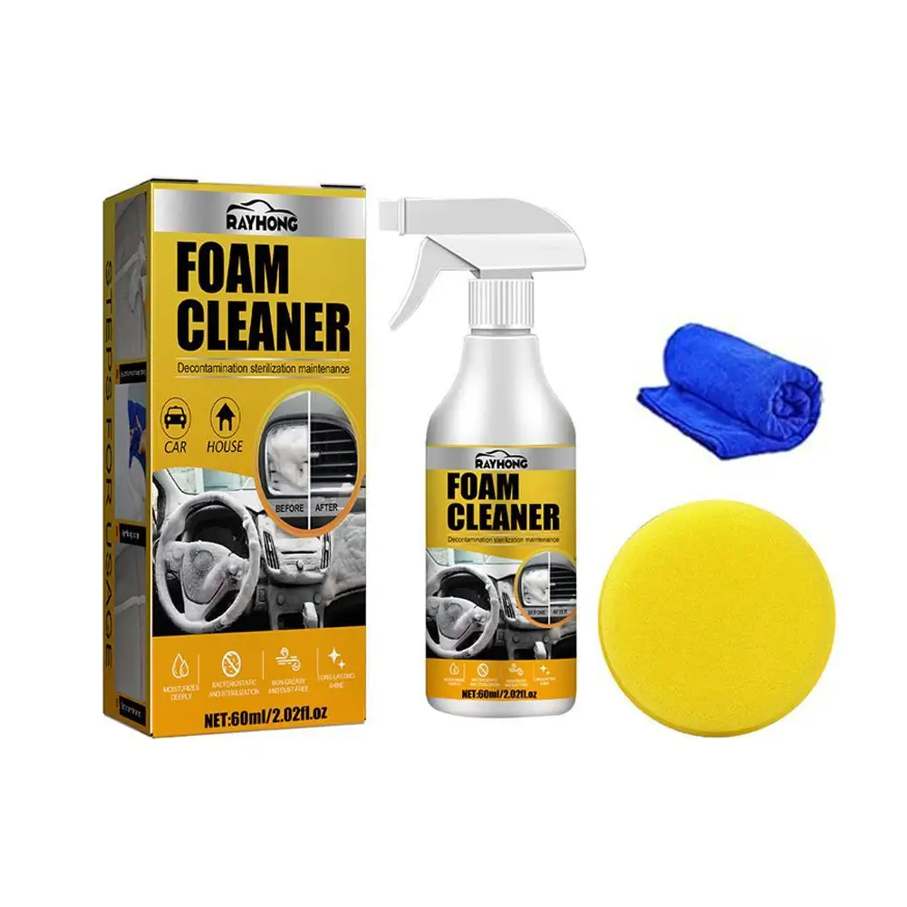 60ml Car Interior Leather Foam Cleaner Car Interior Strong Decontamination Multi-Ceiling Seat Clean Automobile Clean Tool