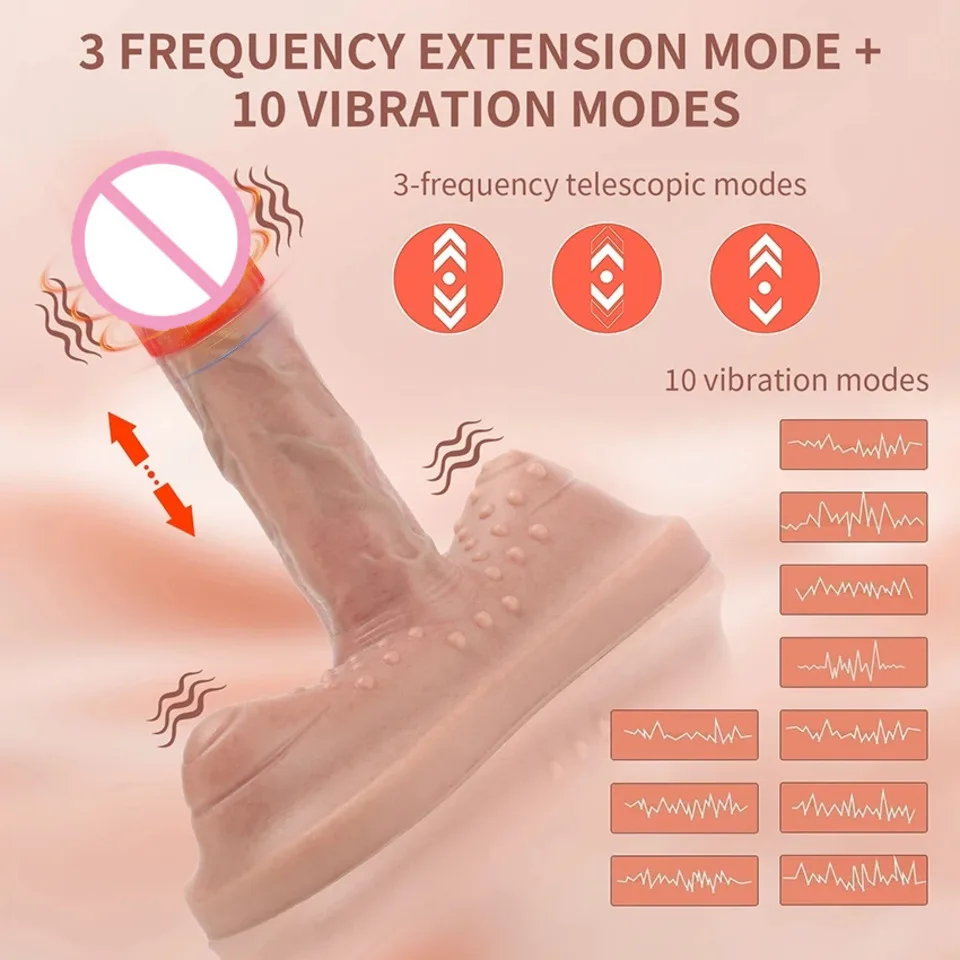 Triple Stimulation Realistic Dildo Thrusting Vibrator Heating G Spot Rabbit Sex Toy Huge Suction Cup For Women Couples