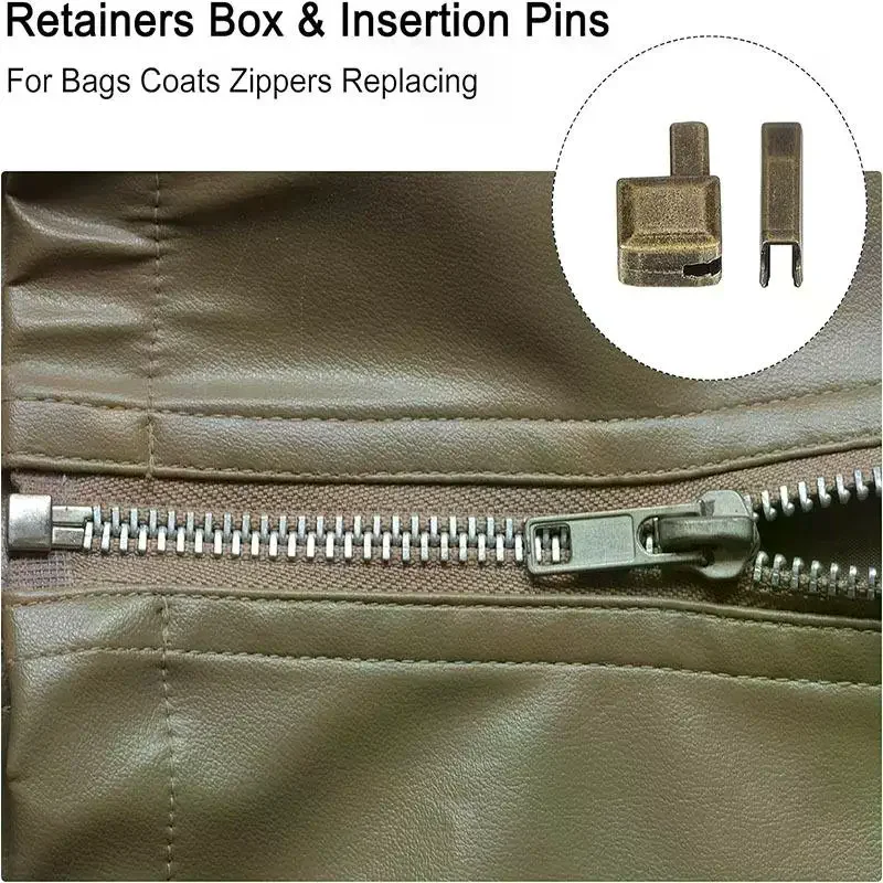 Zipper Repair Kit Fixing Box And Insertion Pin 3#5#8#10 For Bag Coat Clothing Opening Zipper Replacement