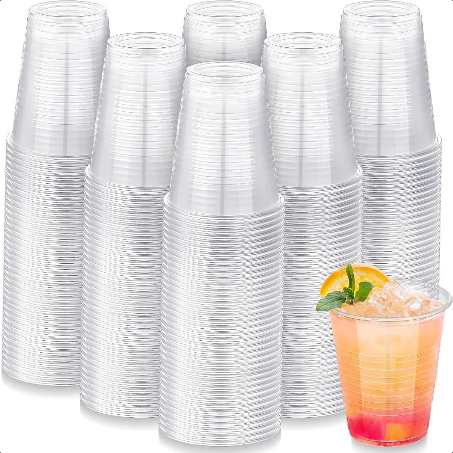 

200 Pack Clear Plastic Cups 12 Ounce Drinking Party Cups Bulk Party Cups for Wedding Birthday Graduation Christmas Parties Pic