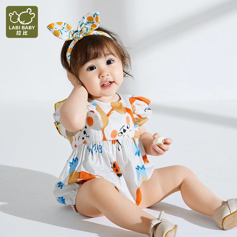 

1-3T Girls Summer Baby Onesies Full Print Romper Ruffle Sleeve Jumpsuit Sleeveless Bodysuit Toddler Outfits Newborn Baby Clothes