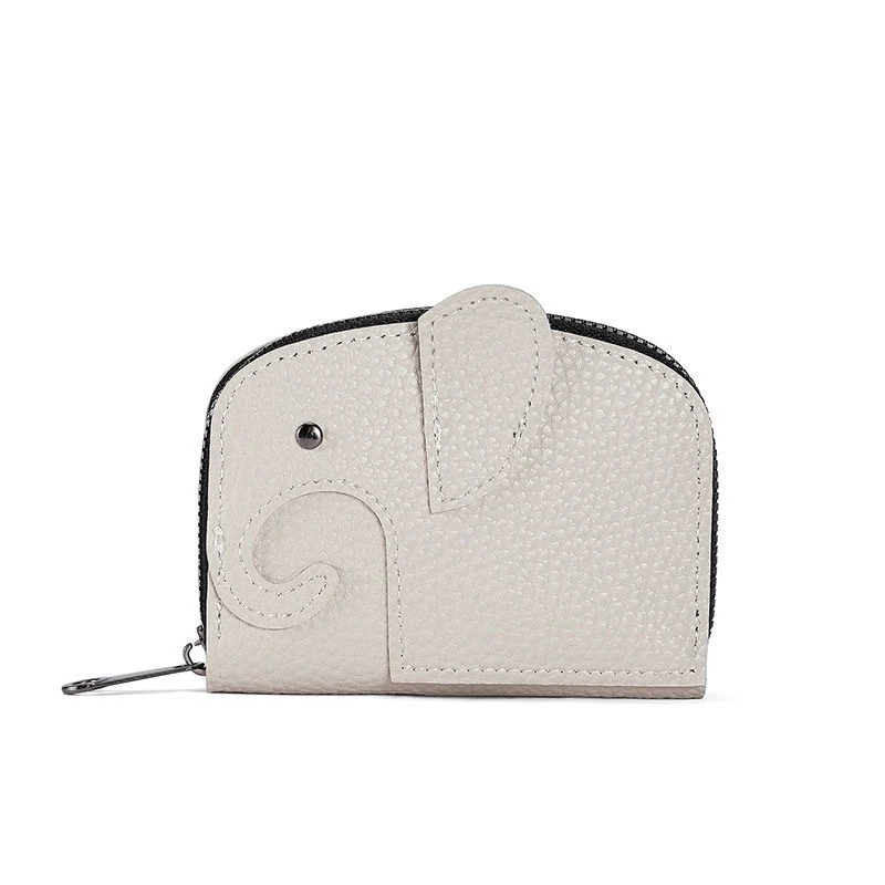 【New】PU Leather Elephant Money Bag Women Coin Purse With Key Ring Multifunctional Zipper Storage Bags Key Case