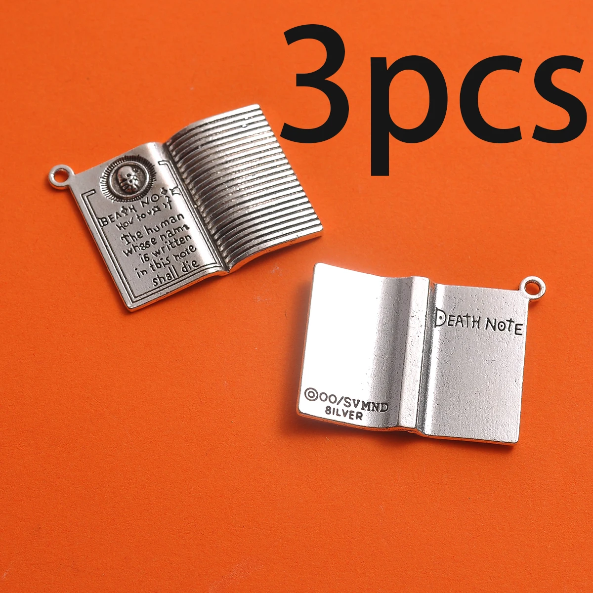 3-Piece Set of Death Note Book-Shaped Small Pendants, Available in Two Colors, with a Three-Dimensional Lettering Design That Opens Like a Book, Suitable for DIY Bracelets, Necklaces, Earrings, and Handmade Beaded Decoration Accessories