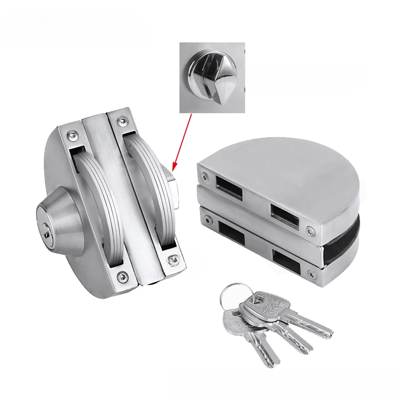 Free drilling 13-18mm sliding door, office, shop, bathroom, stainless steel tempered glass door lock, frameless single