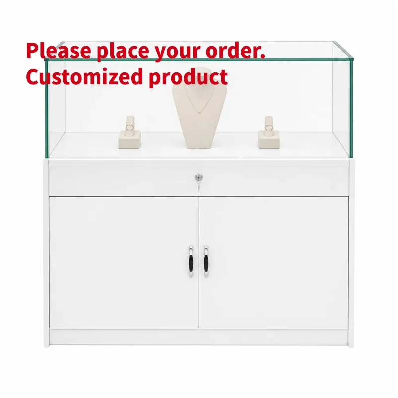 custom.Antique Wooden Jewelry Display Cabinet with LED Strip Lighting Durable Customizable Jewelry Store Showroom
