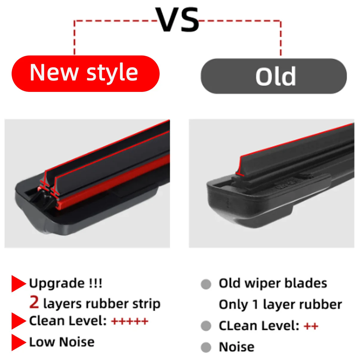 General J/U hook dual rubber strip wiper blade boneless car windshield wiper multifunctional boneless double-layer rubber str