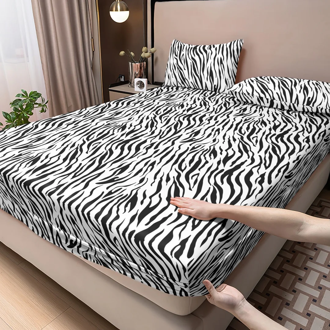 Zebra Stripe 3-Piece Bedding Set - Unique Individual Fitted Sheet Comforter Cover & Pillowcases for a Stylish Sleep Experience