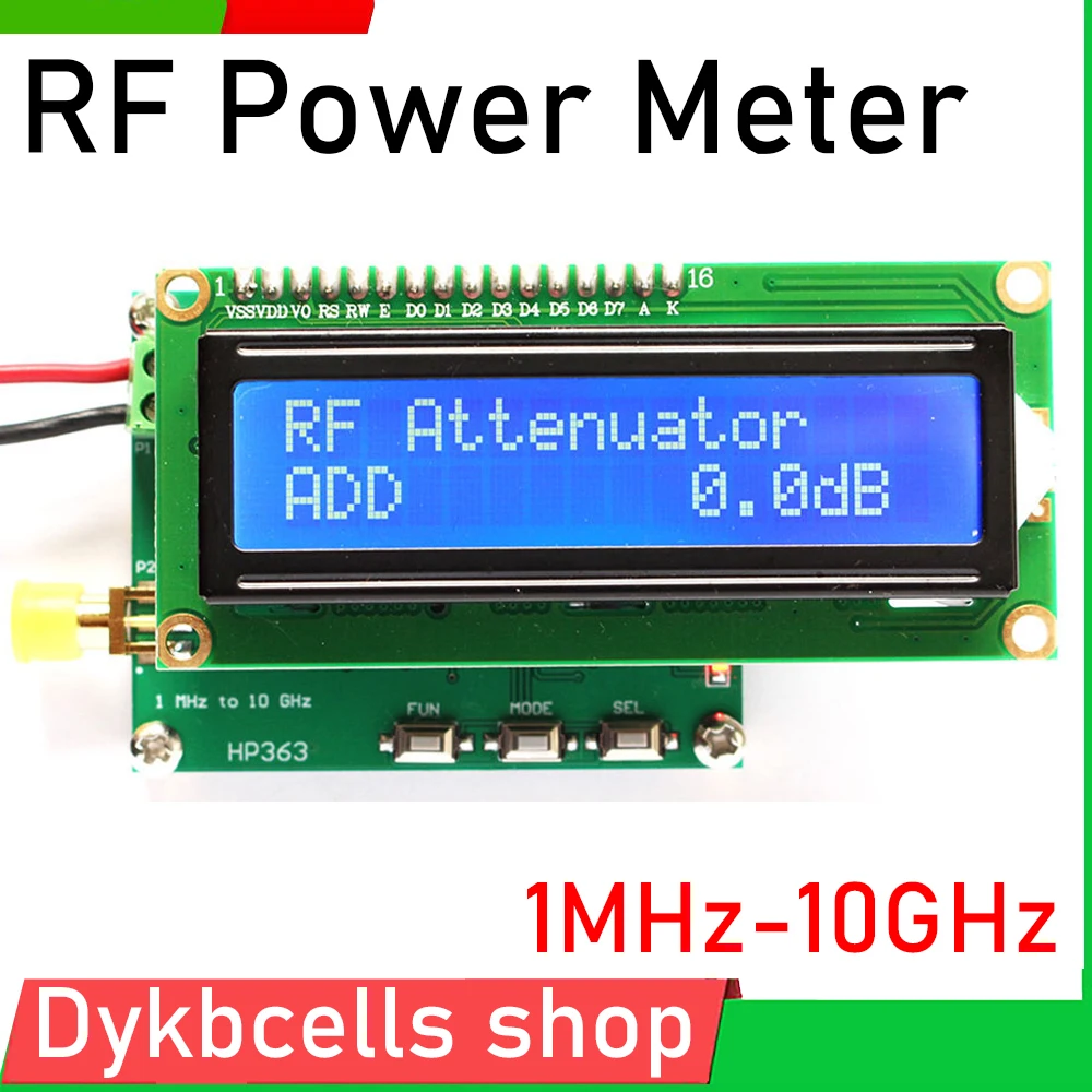Medidor de Potência rf 1mhz10ghz 50 a 0dbm rf Power Atenuation Lcd Digital rf Signal Measuring Meter Valor Pode Ser Definido dc 7-12v