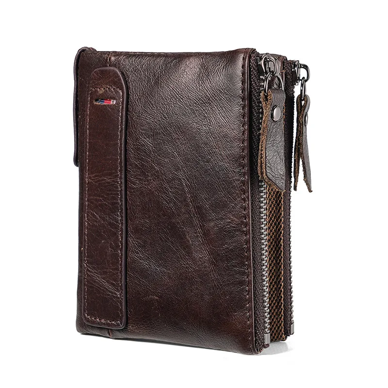 YETTIES Men's Short RFID Leather Wallet, Top Grain Cowhide Card Holder, Compact Bifold Money Clip Purse with Multiple Slots