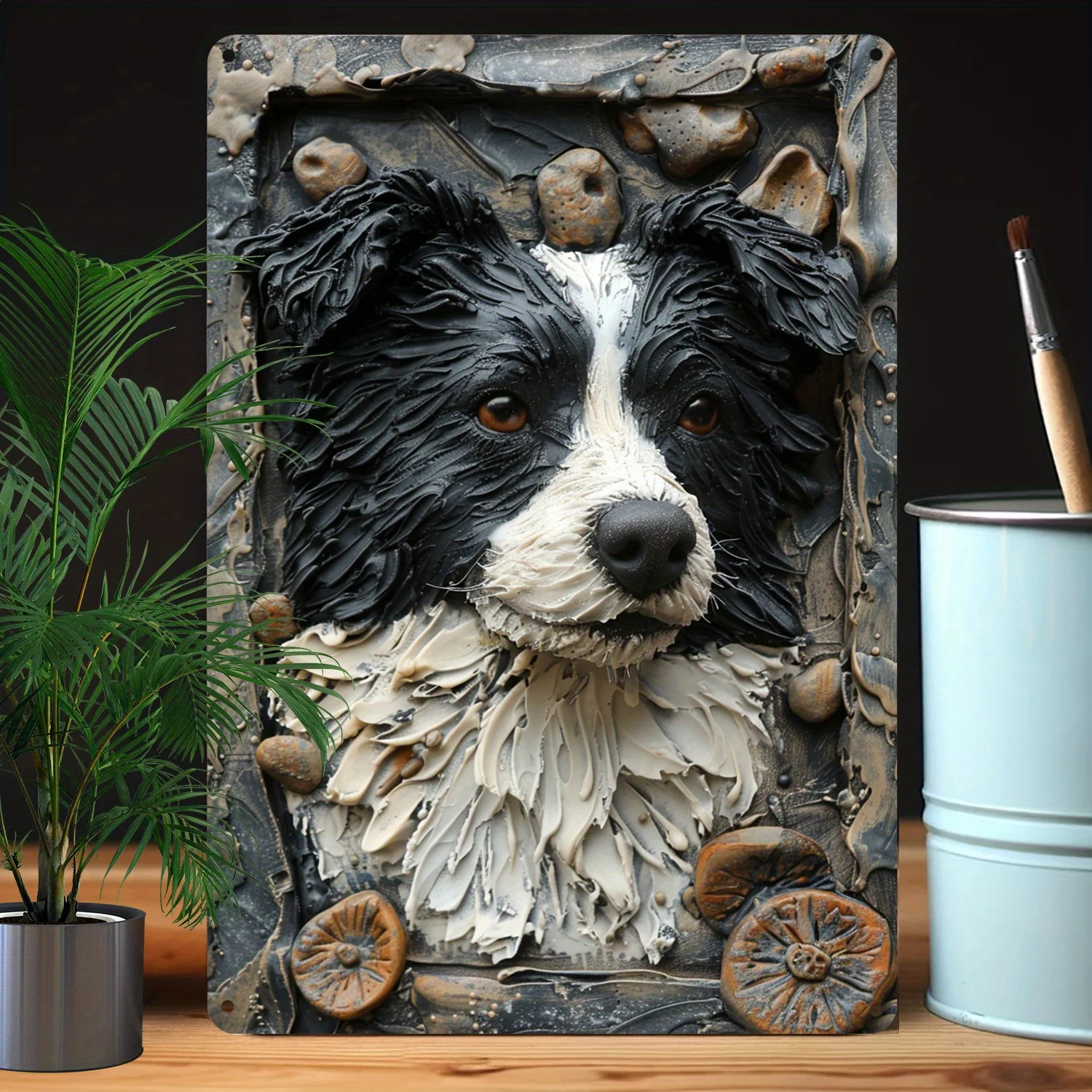 Border Collie 3D Metal Wall Art, 1pc 8x12 Inch Rustic Aluminum Sign, Moisture Resistant, High Bend Resistance, Dog Themed Decor