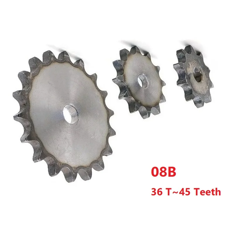 08B Flat Chain Gear 36T/37T/38T/39T/40T/41T/42T/43T/44T/45 Teeth Industrial Flat Sprocket Wheel A3 Steel Pitch 12.7mm