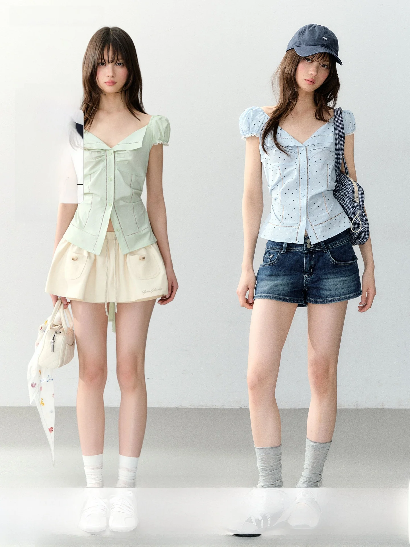 

Soote Season Original Polka Dot Bib ort Sve Lace irt Waist Cinch Tie Belted Korean Sle Cotton Floral Print Women's S...