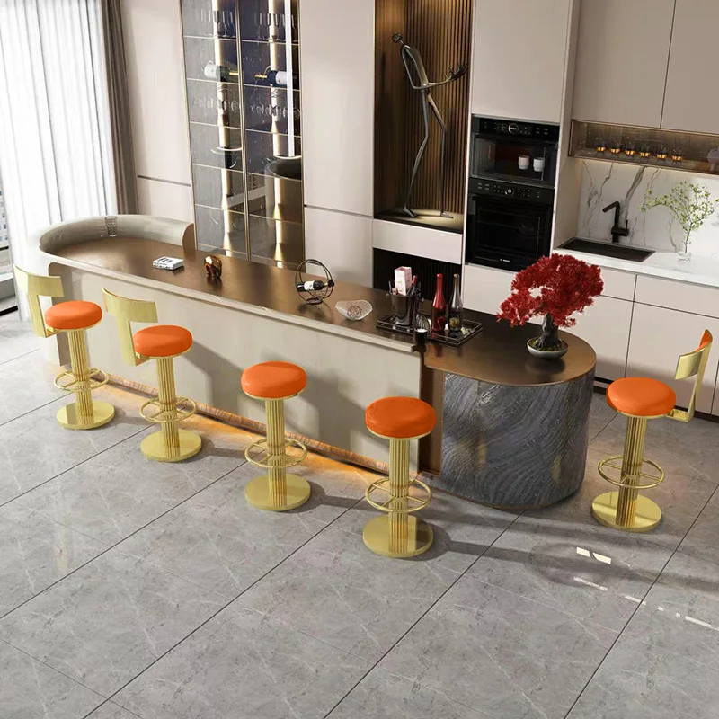 Counter Height Bar Stools with Back, Modern Adjustable Swivel Chair with Polished Stainless Steel Legs for Kitchen Counter