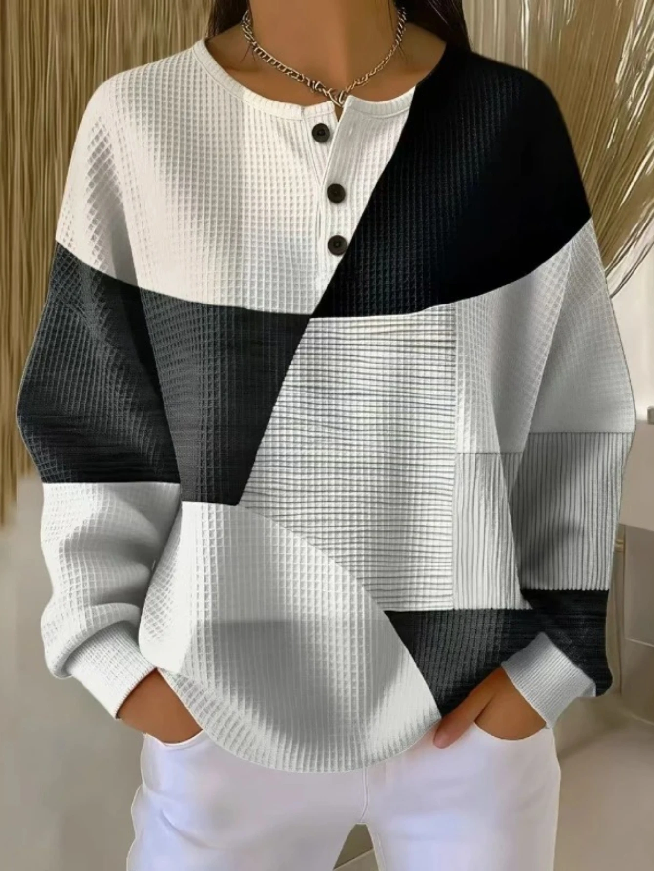 

Винтажная женская футболка-поло с 3D-цифровой печатью, на трех пуговицах, с маленьким воротником-стойкой.