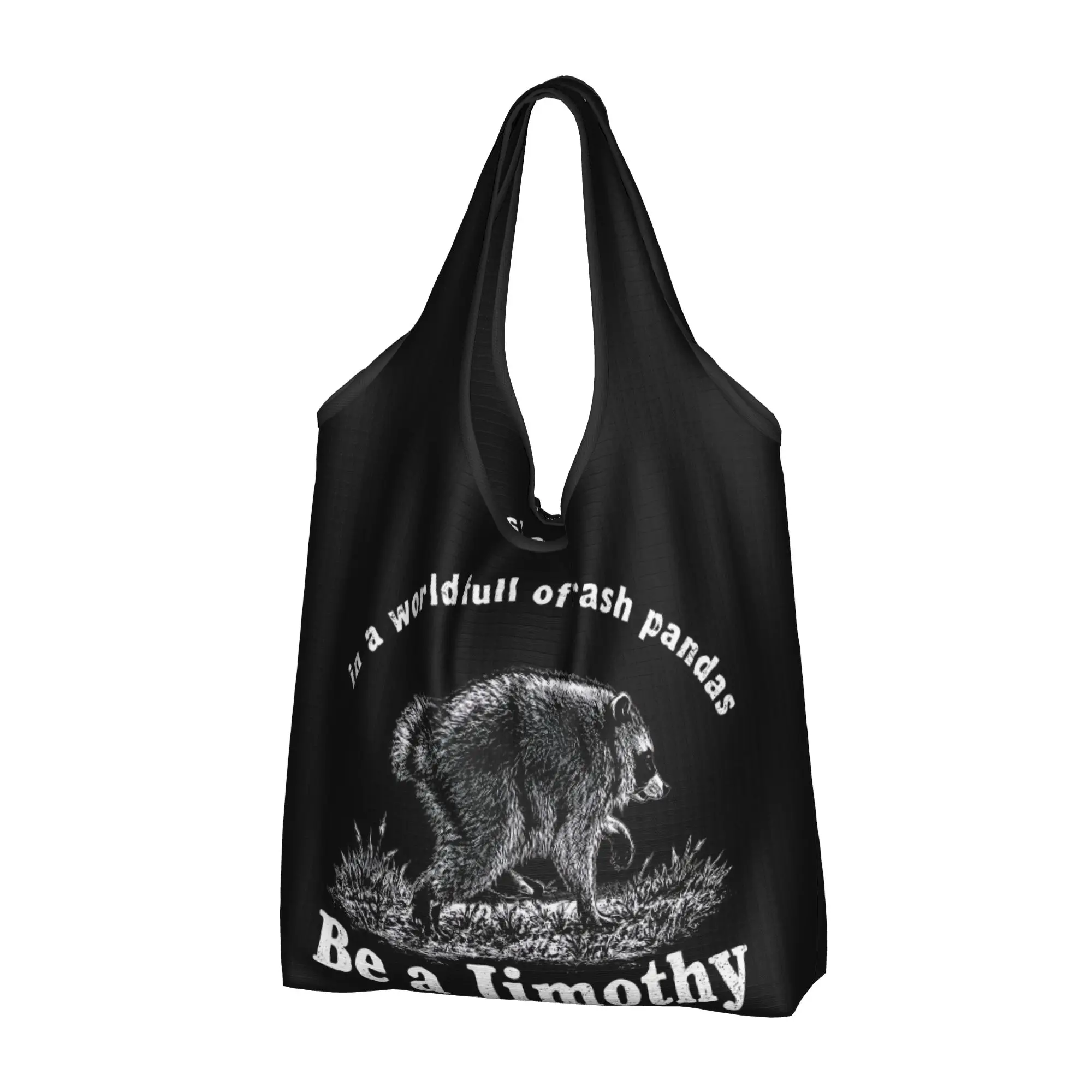 Custom Jimothy Raccoon Shopping Bags Women Portable Big Capacity Groceries Hot Comic Shopper Tote Bags