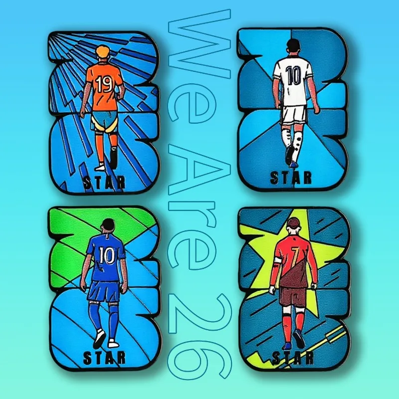 Football Player Designs Metal Brooch Pin Football Match Sports Commemorative Badge Decor DIY Adjustment Clothes Memorial Gift