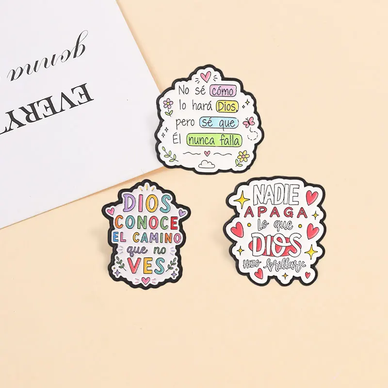 Spanisches, lustiges Zitat, Emaille-Anstecker, niedliches Cartoon-Design, inspirierende lateinische Phrase, dekorative Brosche, Schmuck, Geschenk für Freunde. – Detail 7