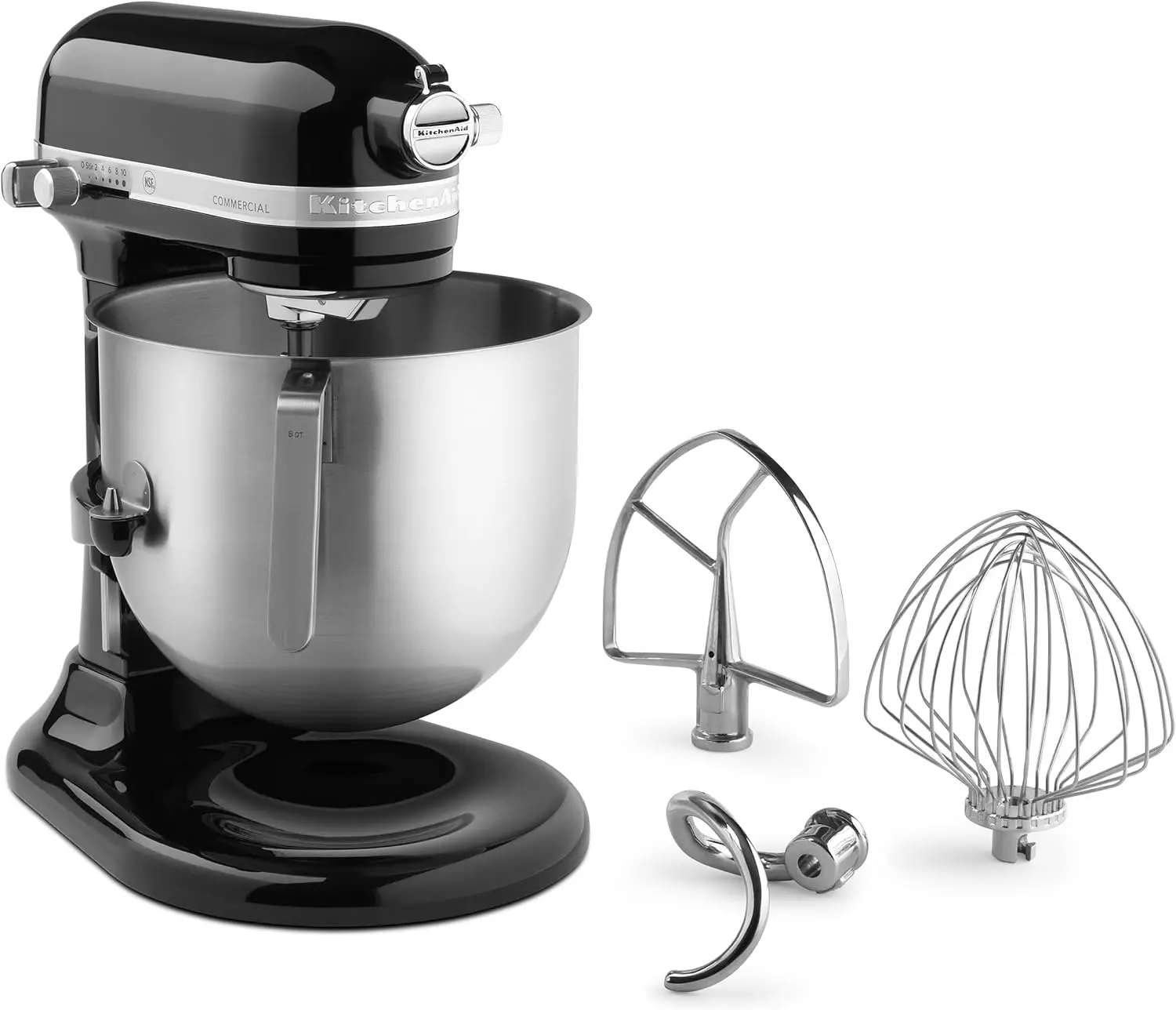 8-Quart Commercial Countertop Mixer, 10-Speed, Gear-Driven, Black